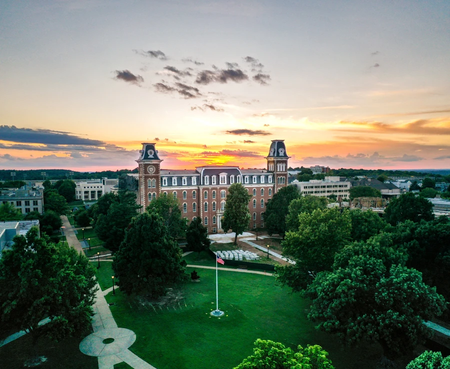 Fayetteville campus at sunset